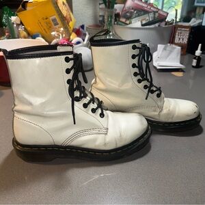 Dr.Martens White leather combat boots size 8 womens